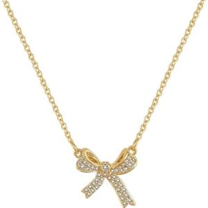 PULABO 14 Karat Gold Kristall Zirkon Bogen Anhänger Halskette Für Frauen Zierliche Hochzeit Modeschmuck Geburtstagsgeschenk Geschenke bequem