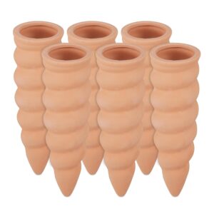 Relaxdays Tonkegel Bewässerung, Gießkegel 6er Set, 1,5 Liter PET-Flaschen, für Zimmerpflanzen & Balkonkästen, terrakotta