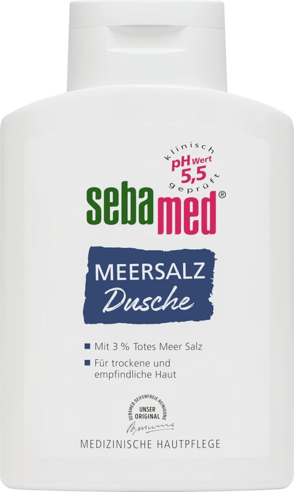 SEBAMED Meersalz Dusche 200 ml, Duschgel für Männer und Frauen, seifenfreie Reinigung für empfindliche und trockene Haut, ohne Mikroplastik