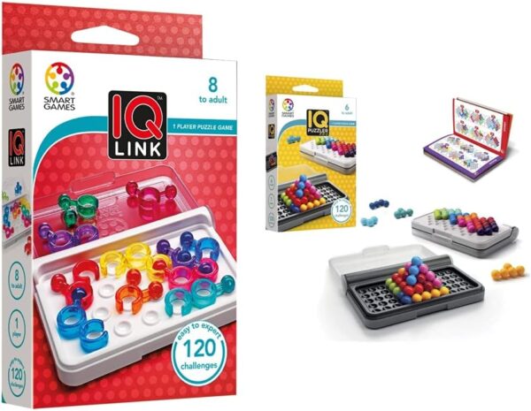 smart games SG 477 IQ Link & SG455 IQ-Puzzler PRO, Geschicklichkeitsspiel, Reisespiel, Gehirntraining