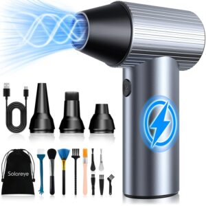 Solareye Druckluft Compressed Air Duster, 3-Gang 300000 U/min, Elektrische Staubgebläse Luftdruckspray mit 7500mAh Akku, Reinigungsbürste und USB Schnellladung, für PC...