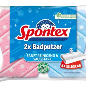 Spontex Badputzer Badschwämme, geeignet für alle Flächen im Bad, extra griffige Form, Farbe nicht frei wählbar, 1 x 2 Stück