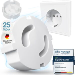 Steckdosen Kindersicherung - (25 STK. zum Stecken) Steckdosenschutz Kindersicherung Steckbar - Kindersicherung Steckdose - Steckdosensicherung Baby - Steckdosenabdeckung Weiß