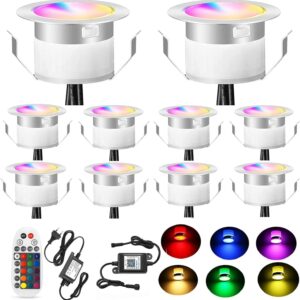 SUBOSI 10er WIFI RGBWW Led Bodeneinbaustrahler Aussen 0.6W Ø31mm IP67 Wasserdicht LED Bodenleuchten Bodenstrahler Terassenbeleuchtungen Küche Garten Terrassenbeleuchtung Full Kit