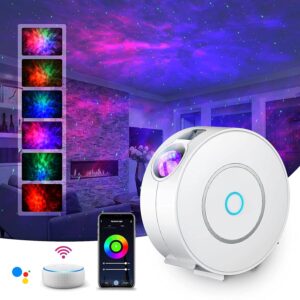 SUPPOU LED WIFI Sternenhimmel Projektor, Smart Nachtlicht 3D Galaxy Sternenprojektor Lampe Kinder Erwachsense mit RG Dimming/Stimmenkontrolle/WiFi Verbindung für Kinder Party...