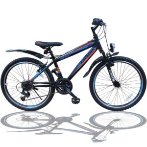 Talson 24 Zoll Mountainbike Fahrrad MIT GABELFEDERUNG & Beleuchtung 21-Gang Faster BBO