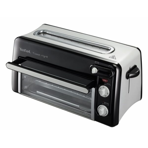 Tefal Toast n Grill TL6008, 2 in 1 Toaster und Mini-Ofen, Sehr energieeffizient und schnell, 1300 Watt, 43.5 x 28.5 x 22.5 cm, Schwarz/Alu matt, 220-240V, 50-60Hz