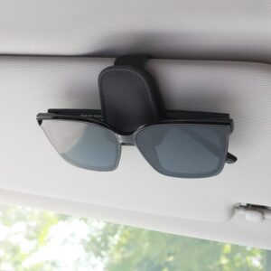 TIESOME Sonnenbrillenhalter für Auto Sonnenblende magnetischer Leder Brillenhalter Clip für Auto Sonnenblende universelles Auto Visier Zubehör magnetische Brillenhalterung...