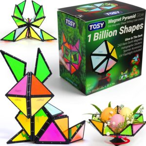 TOSY Magnet Pyramid Glow - 1 Würfel verwandelt Sich in 1 Milliarde Formen, 243 Magnete, leuchtendes Design, Spinner-Zubehör, Zappel-/Puzzle-Spielzeug,...