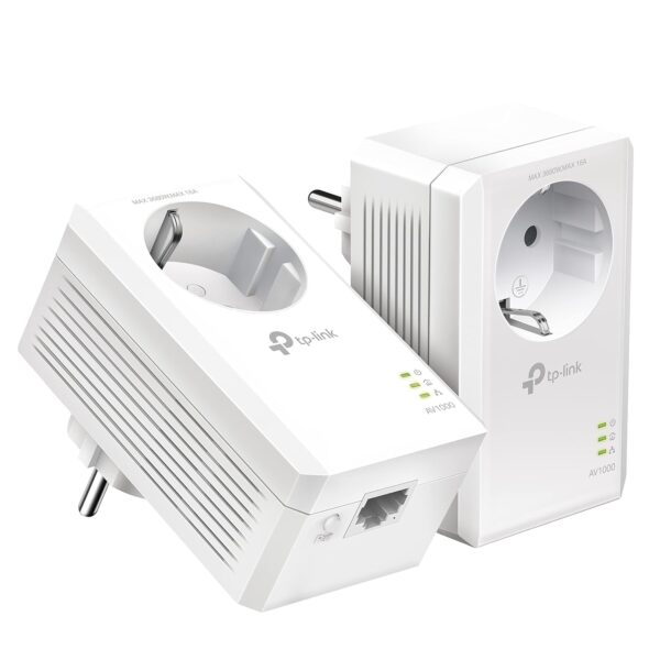 TP-Link Powerline Adapter Set TL-PA7017P KIT(1000Mbit/s, mit Steckdose, Gigabit-Port, Plug&Play, Kompatibel mit allen HomePlug AV/AV2 Powerline Adaptern, Ideal für Media-Streaming)