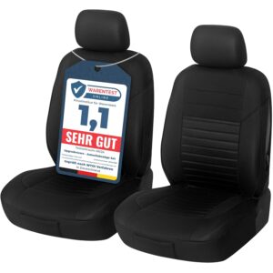 Upgrade4cars Autositzbezüge Vordersitze Schwarz | Auto-Schonbezüge Set Vorne für Fahrersitz & Beifahrer | Auto-Sitzbezug Universal | Autozubehör Geschenke für Frauen und Männer
