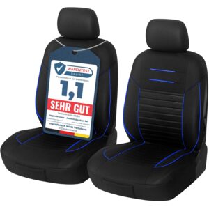 Upgrade4cars Autositzbezüge Vordersitze Schwarz Blau | Auto-Schonbezüge Set Vorne für Fahrersitz & Beifahrer Auto-Sitzbezug Universal | Autozubehör Geschenke für Frauen und Männer