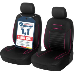 Upgrade4cars Autositzbezüge Vordersitze Schwarz Pink Auto-Schonbezüge Set Vorne Fahrersitz & Beifahrer Rosa Auto-Sitzbezug Universal Autozubehör Geschenke für Frauen und Männer
