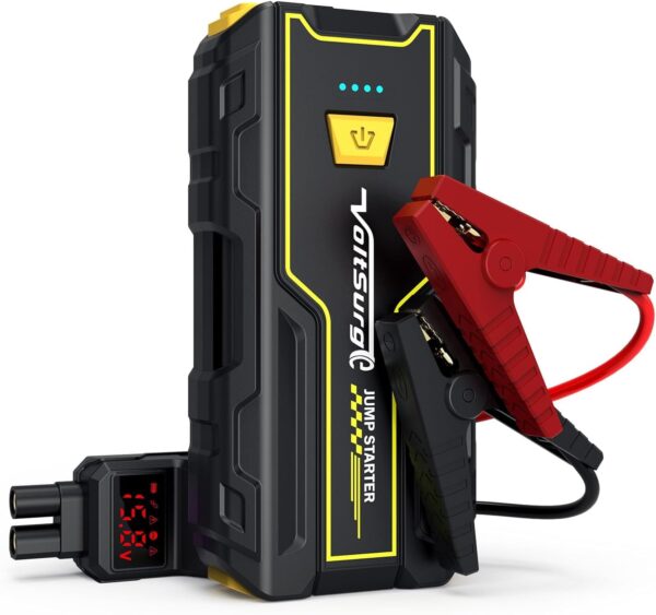 VoltSurge Starthilfe Powerbank, 4000A Spitzstrom, Auto Starthilfe Powerbank für 12V Jump Starter (7,0L Benzin Oder 5,5L Diesel), Starter Powerbank mit LED Taschenlampe