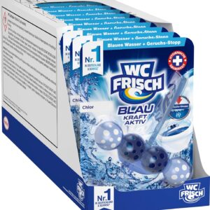WC FRISCH Kraft Aktiv Blauspüler Chlor (10er Pack), WC Reiniger mit innovativer Geruchs-Stopp-Formel, Duftsteine für extra Frische und eine sichtbare Reinigung