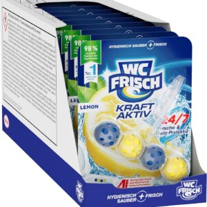 WC Frisch Kraft Aktiv Duftspüler Lemon (10er Pack), WC Reiniger sorgt für Reinigung bei jeder Spülung, Duftsteine für langanhaltend frischen WC Duft