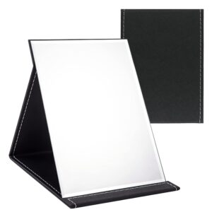 WISYOK Reisespiegel Klappbar, Tischspiegel mit Mehrfach-Standwinkel, Klappspiegel mit Schwarz PU-Leder, Super HD Schminkspiegel, Handspiegel, Kompaktspiegel, Kosmetikspiegel,...