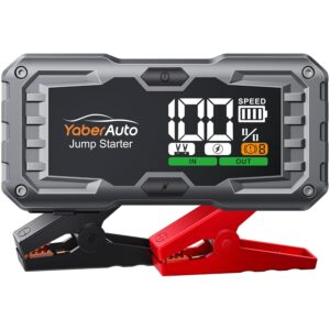 YaberAuto 4500A Starthilfe Powerbank, 21,800mAh Auto Starthilfe Powerbank für Pkw (10.0L Benzin und 9.0 Diesel), 12V Tragbare Auto Starthilfe mit 3.3" LCD Bildschirm und 450...