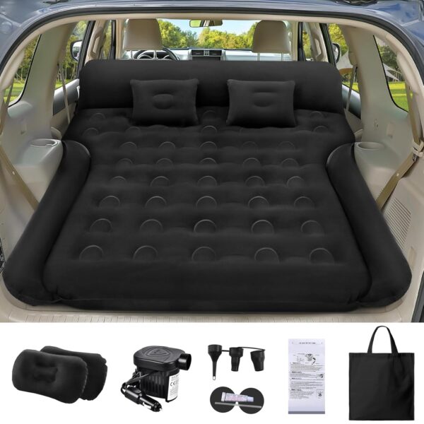 YOOHBERRYS Auto Matratze, SUV Auto Luftmatratze mit Luftpumpe, 2 Kissen, Verdickte Beflockung Aufblasbare Auto Bett Kofferraum für Camping Reisen Outdoor