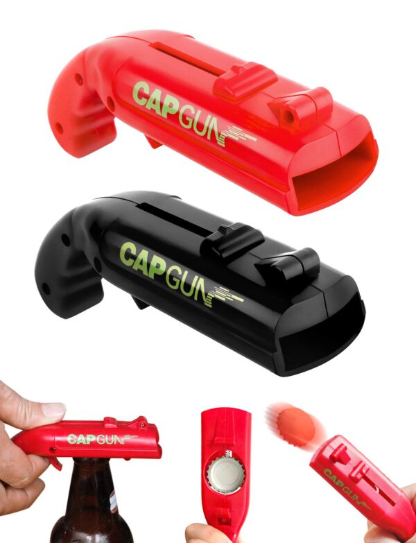 AivaToba Flaschenöffner Pistole, 2er-Pack, Kunststoff, Cap Gun Funktion, Geschenke für Männer, Weihnachtsgeschenke, Geburtstagsgeschenk, Gadgets für Männer