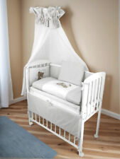 Baby Beistellbett Babybett Komplettbett Teddybär-Herz Grau Stubenbett