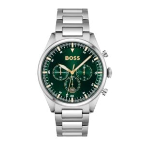 BOSS Chronograph Quarz Uhr für Herren Kollektion Pioneer mit Silbernes Edelstahlarmband - 1513868