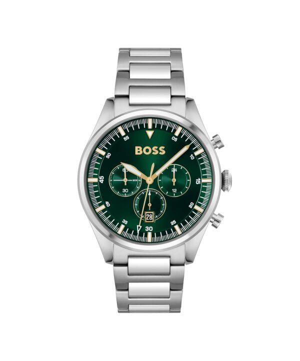 BOSS Chronograph Quarz Uhr für Herren Kollektion Pioneer mit Silbernes Edelstahlarmband - 1513868