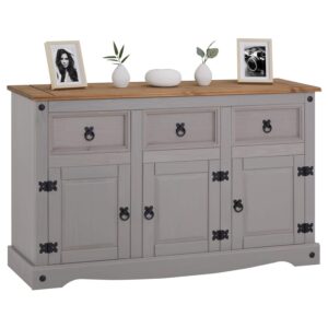 CARO-Möbel Sideboard Ramon Landhausstil Kommode Kiefer massiv grau lasiert mit 3 Schubladen und 3 Türen