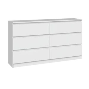 CDF Kommode Malwa M6 140 | Farbe: Weiß | Schrank für Dokumente, Kleinigkeiten | Ideal für Wohnzimmer, Schlafzimmer, Kinderzimmer, Jugendzimmer und Büro | 6 geräumige Schubladen