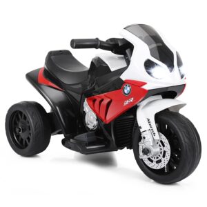 COSTWAY 6V BMW Elektro Motorrad mit Musik und Scheinwerfer, Dreirad Kindermotorrad bis 3km/h, Elektromotorrad mit 2 Stützrädern, geeignet für Kinder von 18-36 Monaten (Rot)