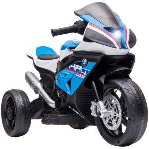 HOMCOM Kinder Elektro-Motorrad Kindermotorrad 6V Elektrofahrzeug Elektro-Dreirad Kinderfahrzeug mit 3 Musikmodi 2,5km/h Elektromotorrad für Kinder ab 18 Monaten PP Metall Blau...