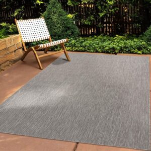 In & Outdoor Teppich Wetterfest Wohnzimmer Balkon Küchenteppich Terrassenteppich Flachgewebe Sisaloptik Meliert Einfarbig grau 200x280 cm
