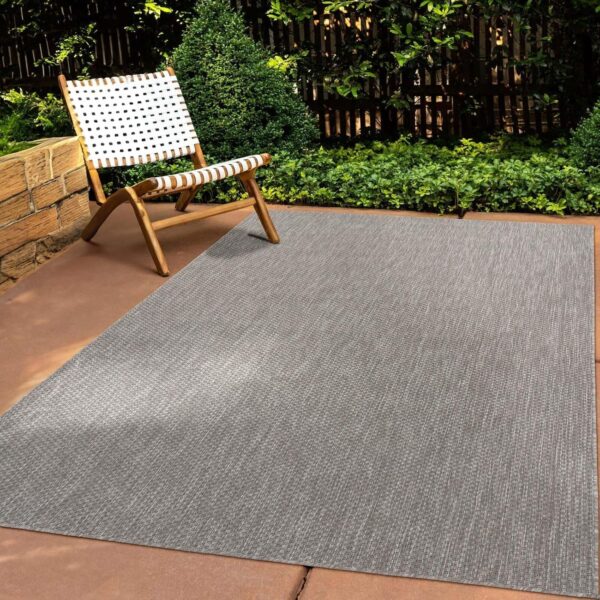 In & Outdoor Teppich Wetterfest Wohnzimmer Balkon Küchenteppich Terrassenteppich Flachgewebe Sisaloptik Meliert Einfarbig grau 200x280 cm
