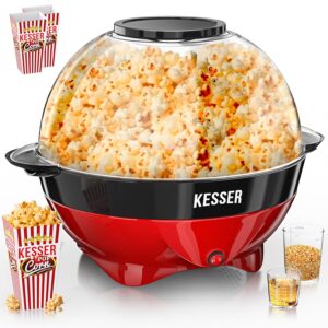 KESSER® Popcornmaschine Groß 800W | Popcorn-Maker 5,5l Inhalt mit Antihaftbeschichtung Deckel & Servierschale | für Öl Butter Zucker Stille & Schnelle inkl. Mess-&Popcornbecher...