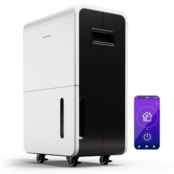Klarstein Luftentfeuchter Elektrisch bis 90m2, Smart Luftentfeuchter für Wohnung, Bad & Keller, Luft-Entfeuchter Leise, Elektrischer Dehumidifier mit WLAN IoT App, Bautrockner...