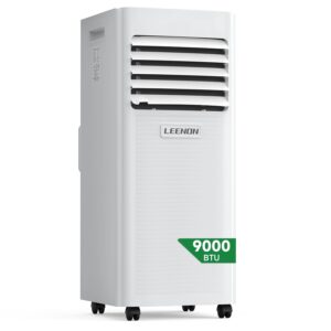 LEENON Klimaanlage Mobil Klimagerät 9000 BTU,4 in 1 Kühlen Entfeuchten Ventilato, 2.6KW Mobile Klimagerät mit Abluftschlauch, Fernbedienung/ 24h-Time, Schlafmodus, für Zuhause...