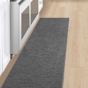 LEKEEPGO Küchenteppich Waschbar rutschfest 43x150cm, Küchenläufer rutschfest, Teppich Läufer Flur, Küchen Läufer, Waschbare Teppiche für Küchen,Flur,Waschküche, Grau