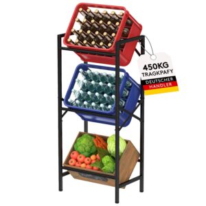 Lifewit Getränkekistenregal für 3 Kisten, Schwarz Metall Getränkeregal, Stabiles und Platzsparendes Kistenregal, Getränkekistenhalter, Bierkisten Regal, Wasserkistenregal,...
