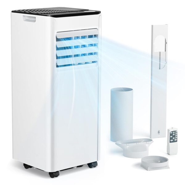 Mobile Klimaanlage 9000 BTU mit Abluftschlauch | 4-in-1 Mobiles Klimagerät | Leiser Betrieb