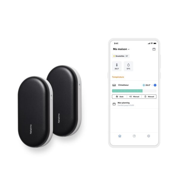 Netatmo 2er-Pack Intelligente Klimasteuerung, Vernetzte Klimaanlage, Kompatibel mit Allen Klimaanlagen und Wärmepumpen, 2.4 GHz WI-FI, Energieeinsparung, Alexa, Google...