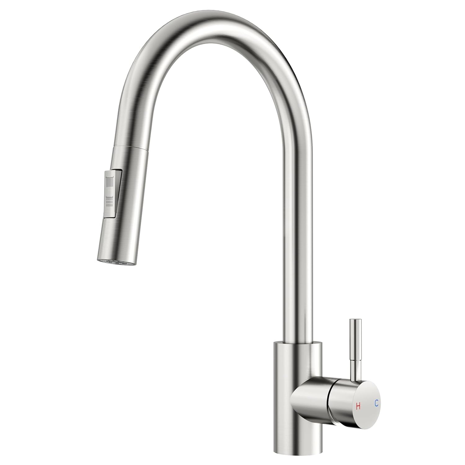 Rainsworth Wasserhahn Küche mit Brause Ausziehbar - Hochdruck Küchenarmatur mit Zwei Wasserstrahlarten, Spültischarmatur 360° Drehung, Mischbatterie Küche aus Edelstahl Einfache...