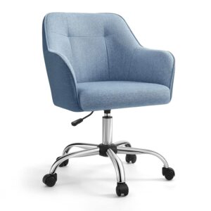 SONGMICS Homeoffice Stuhl, Drehstuhl, Schreibtischstuhl, höhenverstellbar, bis 110 kg belastbar, atmungsaktiver Stoff, für Arbeitszimmer, Schlafzimmer, blau OBG019Q01