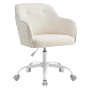 SONGMICS Homeoffice Stuhl, Drehstuhl, Schreibtischstuhl, höhenverstellbar, bis 110 kg belastbar, atmungsaktiver Sherpa-Stoff und PU, für Arbeitszimmer, Schlafzimmer,...