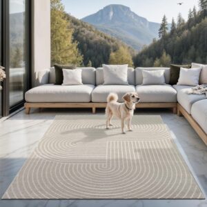 the carpet Santo Plus - Hochwertiger Outdoor Teppich, Passend für Wohnzimmer, Schlafzimmer und Terrasse, Wetterfest, langlebig und pflegeleicht, Beige, 240 x 340 cm