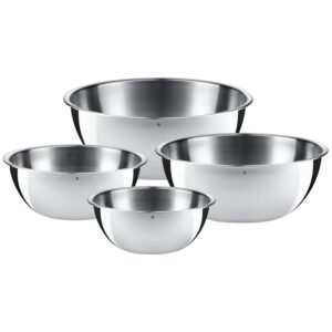 WMF Gourmet Schüsselset 4-teilig, Edelstahl Schüsseln für die Küche 0,75l - 2,75l, Rührschüssel Edelstahl, Salatschüssel, Servierschüssel, Cromargan, stapelbar