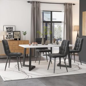 Ymkua Esstisch mit 4 Stühlen Set, 117x68x75 cm Rechteckiger Esstisch, Esszimmergruppe, Moderne Küche Esstisch Set, Esszimmerstuhl Küchenstuhl Set, Küchentisch Set für Wohnzimmer...