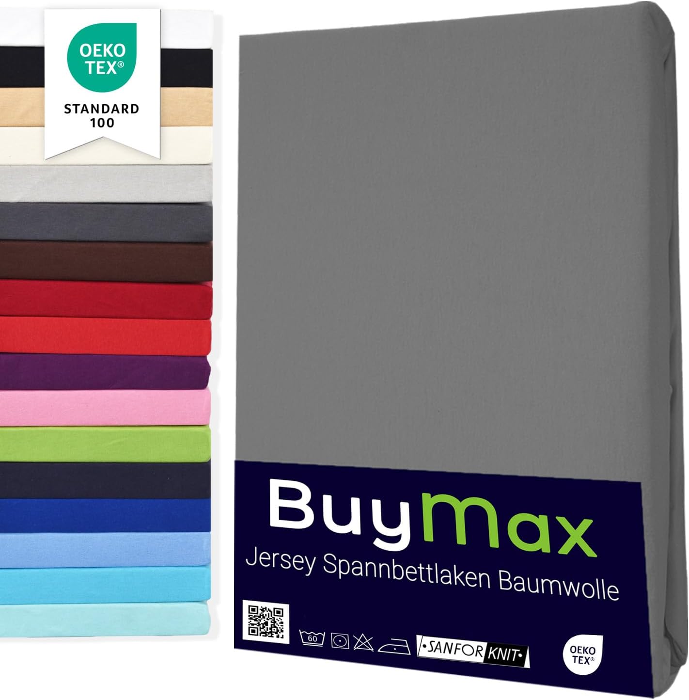 Buymax® Spannbettlaken 140x200cm Baumwolle 100% Spannbetttuch Bettlaken Jersey, Matratzenhöhe bis 25 cm, Farbe Anthrazit-Grau ÖKO TEX Standard : Amazon.de: Küche, Haushalt & Wohnen