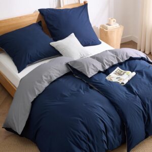 BEDSURE Bettwäsche 135x200 Baumwolle 4teilig - Bettwäsche-Sets Blau Grau Wendebettwäsche 135x200cm 2er Set mit 2 Kissenbezüge 80x80 cm, Oeko-TEX Zweifarbiger Bettbezug mit...