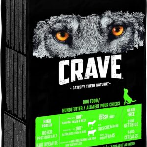 CRAVE Adult Trockenfutter für Hunde ohne Getreide - 11,5kg - mit 100 Prozent natürlichem Lamm & Rind - Premium Hundefutter trocken mit hohem Proteingehalt - 1 Beutel