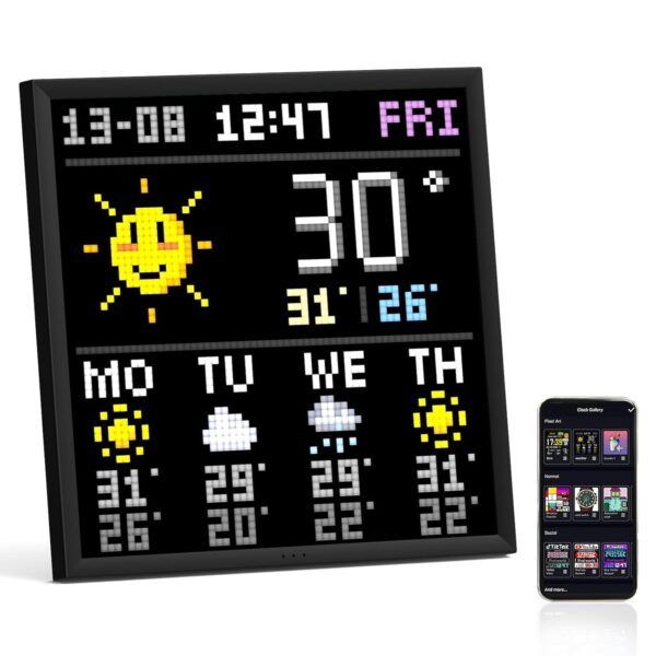 Divoom Pixoo-64 WiFi Pixel Art Display mit einem 64x64 LED Panel, einzigartige Beleuchtungsdekoration mit App-Steuerung